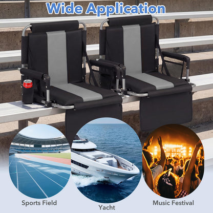 Foldable Stadium Seat, Padded Camping Chair with Back Support