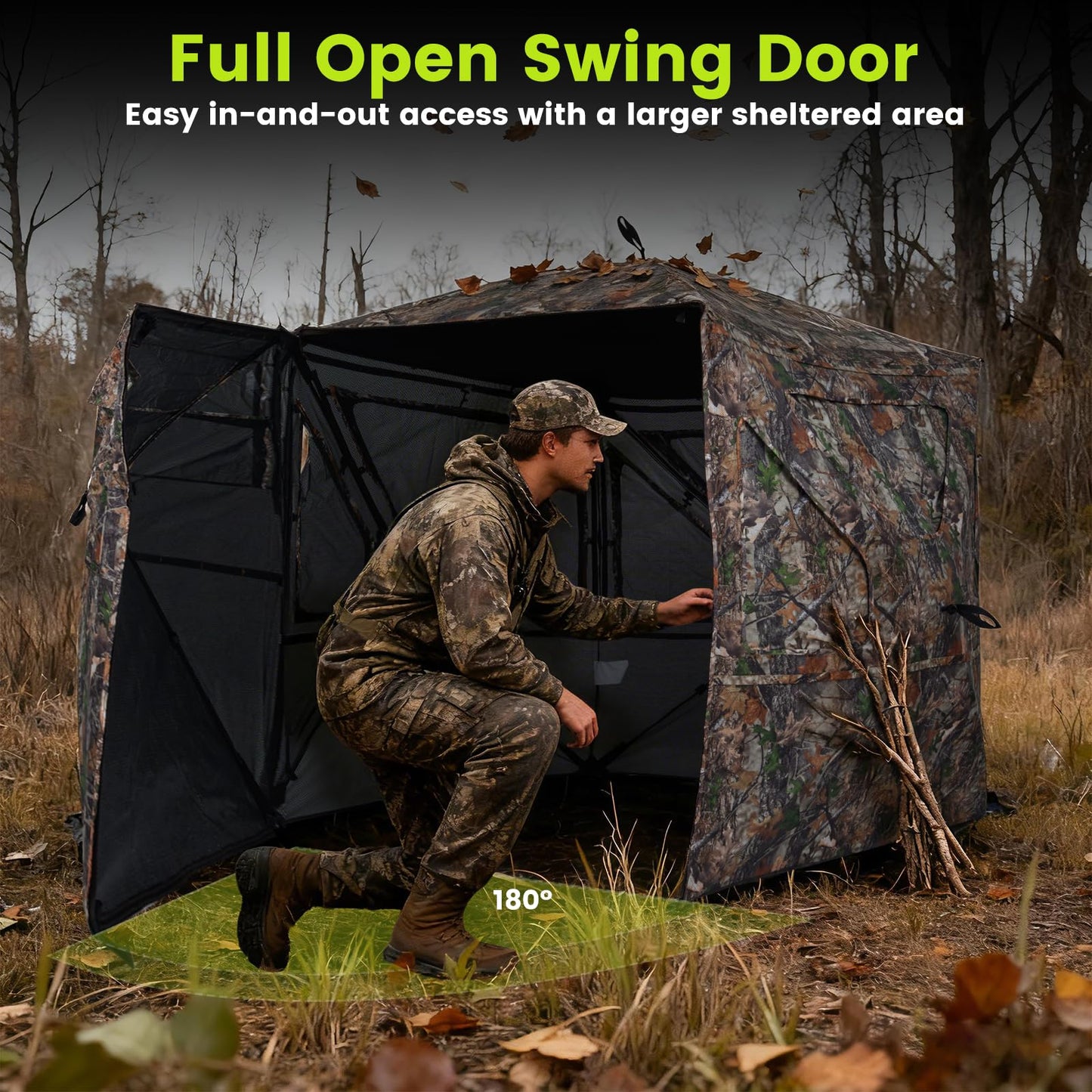 Hunting Blind 270°/360° See Through Pop Up Hunting Tent with Sliding Window and Door