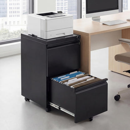 2/3-Drawers Mobile File Cabinet, Rolling Metal Filing Cabinet with 5 Casters and 2 Keys