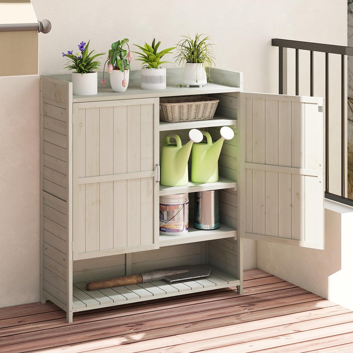Wooden Garden Shed, Outdoor Tool Storage Shed with Removable Shelves