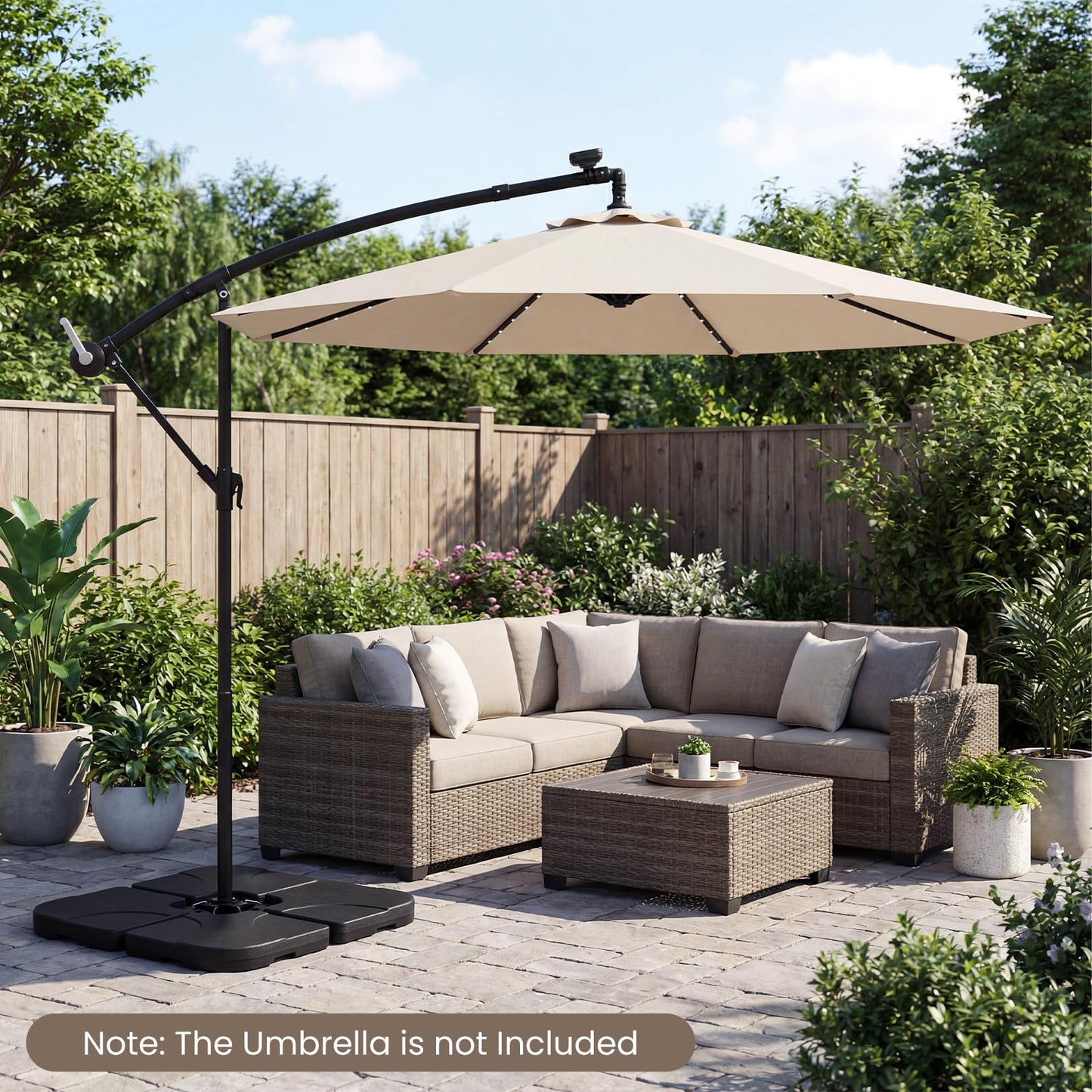 4-Piece 72 KG Heavy-Duty Cantilever Offset Patio Market Umbrella Base