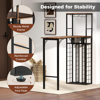 Bar Table with Foldable Tabletop for Dining Room and Living Room