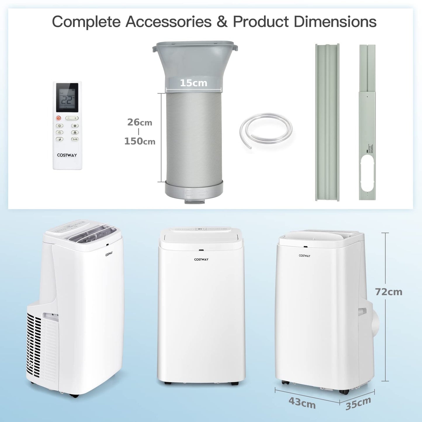 9000BTU Portable Air Conditioner 4 in 1 Mobile Cooler