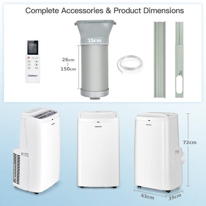9000BTU Portable Air Conditioner 4 in 1 Mobile Cooler