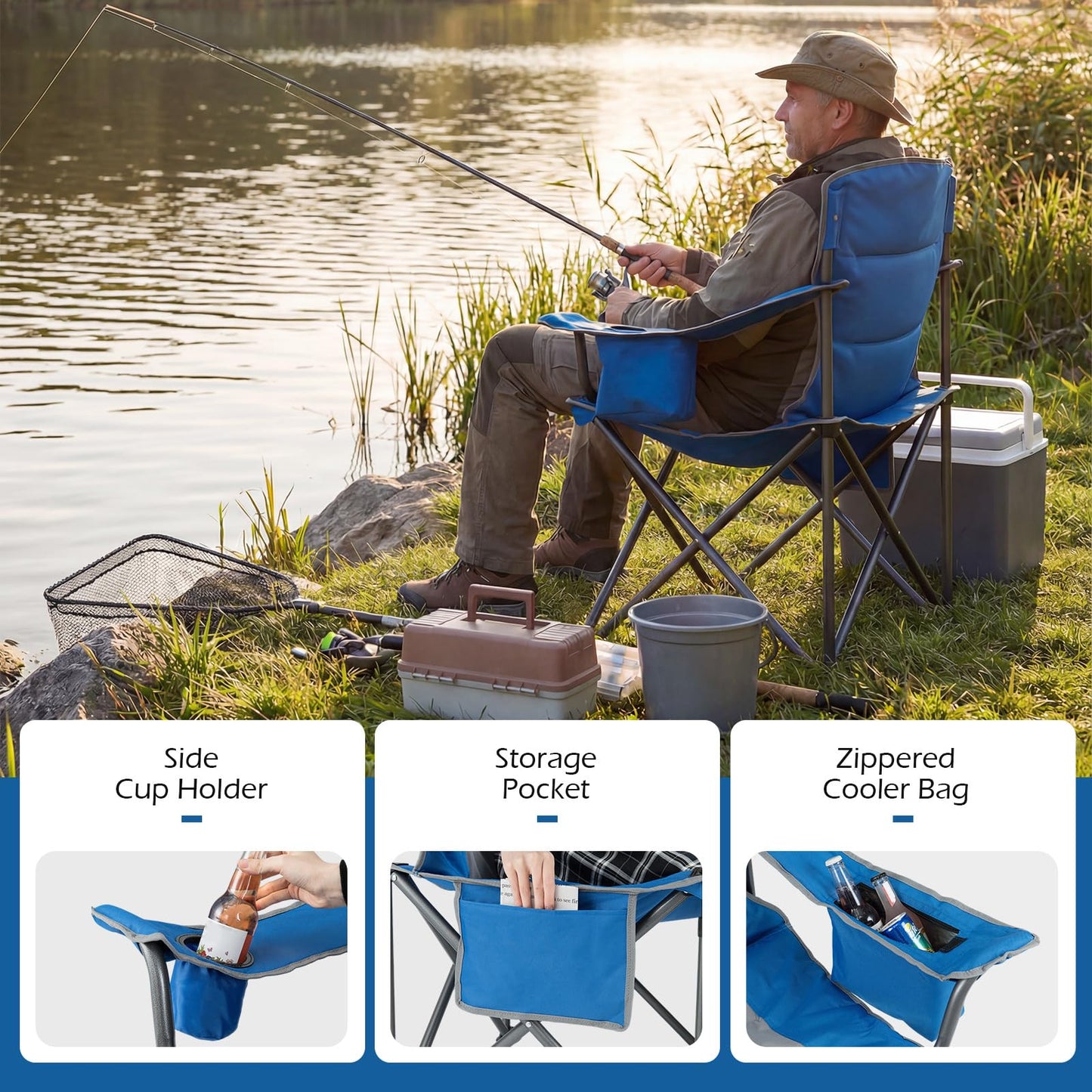 180kg Oversized Camping Chair, Portable Folding Chair with Carrying Bag