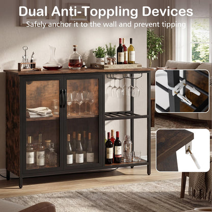 Buffet Sideboard with Power Outlets & RGB LED Lights