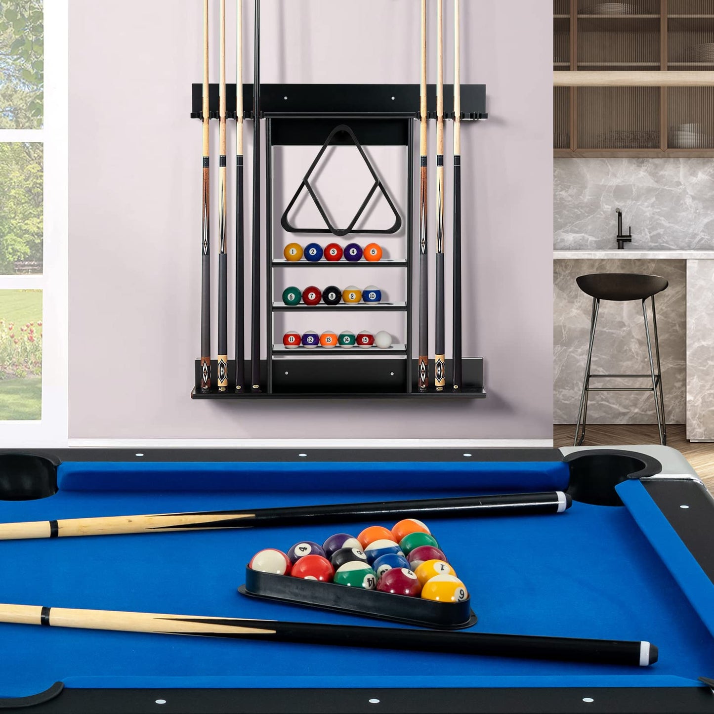 Wall Mounted Billiard Stick Holder Pool Cue Rack Only