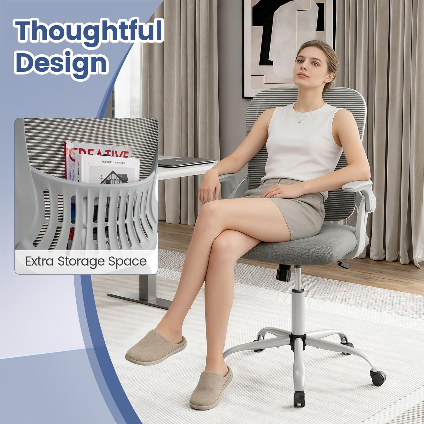 Mesh Office Chair, Height Adjustable Swivel Computer Desk Chair