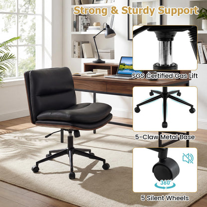 Armless Office Chair with Swivel Wheels & Curved Backrest for Home Office