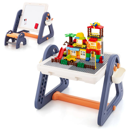 2-in-1 Kids Art Table & Easel with Rotatable & Removable Desktop