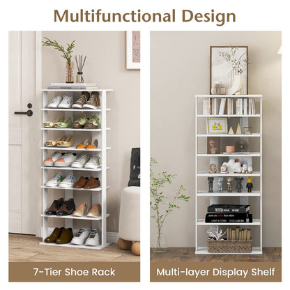Extra Wide Wooden Vertical Shoe Rack with 7 Shelves