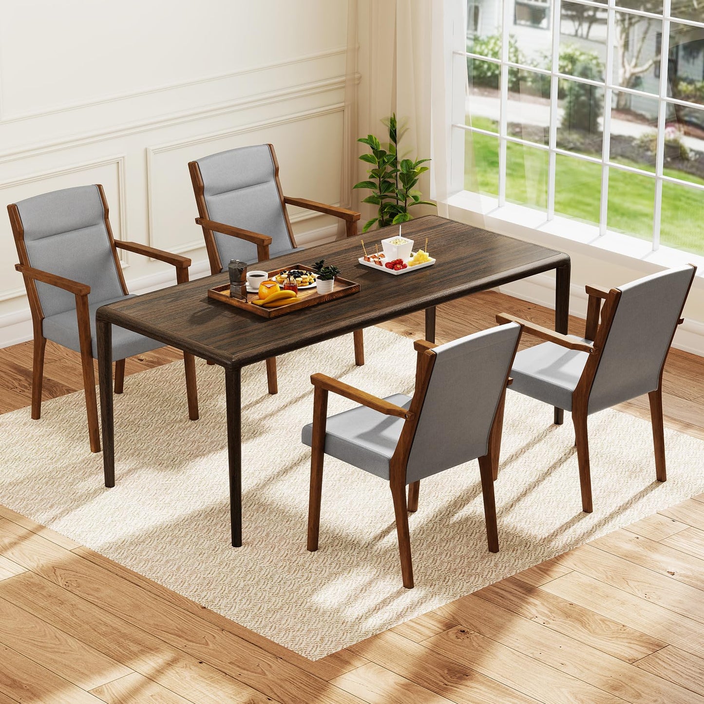 Mid-Century Modern Dining Chairs Set of 2 Upholstered Accent Chairs