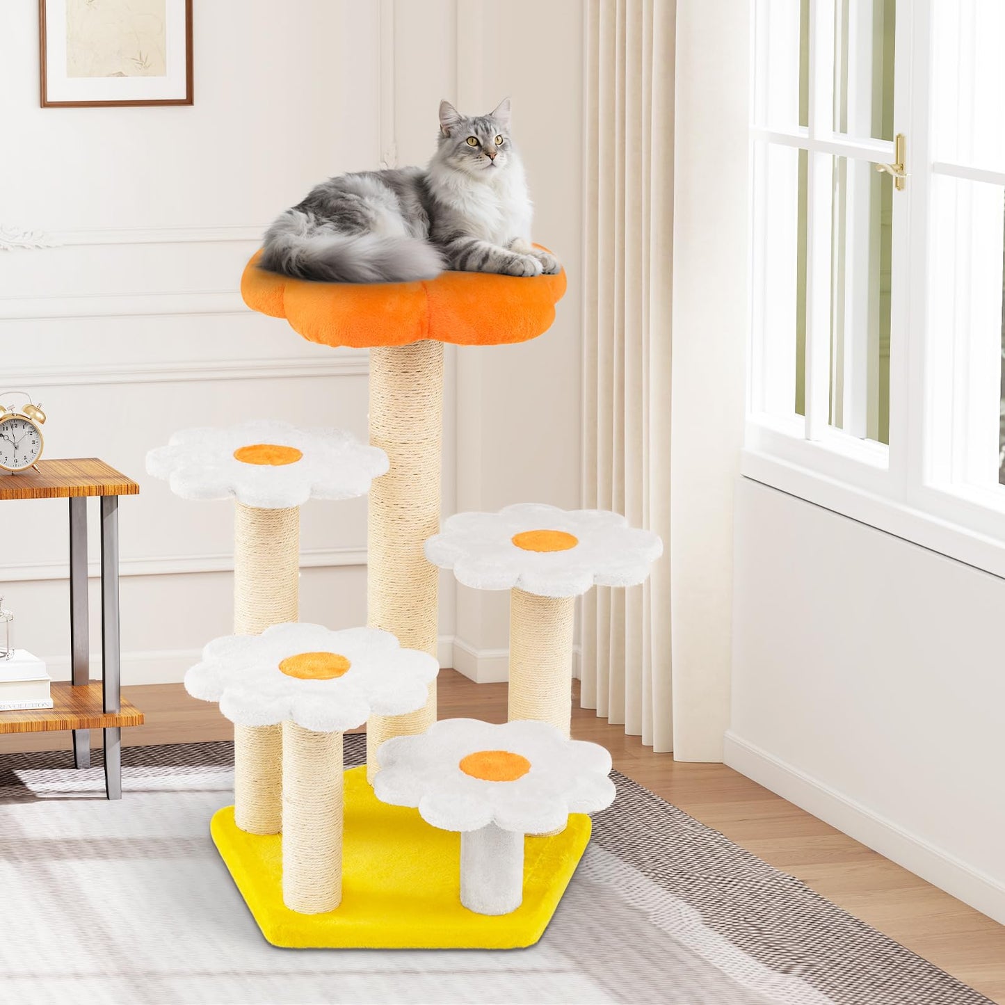 Cute Flower Cat Tree Kitty Tower with Sisal Scratching Posts