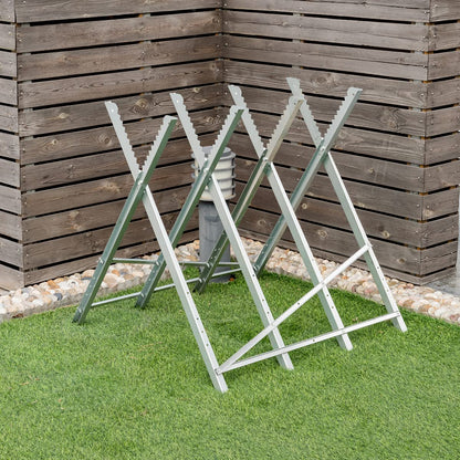 Heavy Duty Foldable Steel Sawhorse with Notched Sawteeth