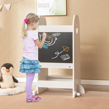 3 Heights Adjustable Kitchen Stand Helper with Double-sided Chalkboard