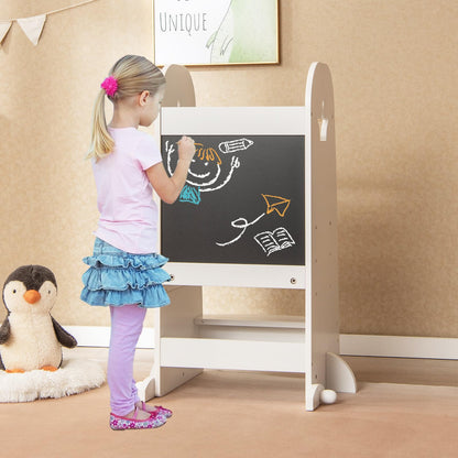 3 Heights Adjustable Kitchen Stand Helper with Double-sided Chalkboard