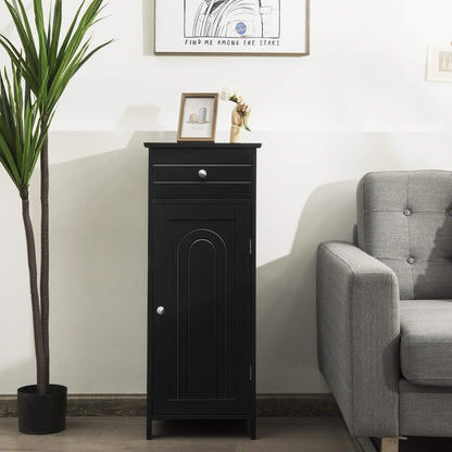 Floor Standing Wooden Cupboard with Single Door and Drawer