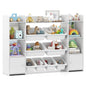 142 cm Large Toy Storage Organizer with 8 Removable Bins and Bookshelf