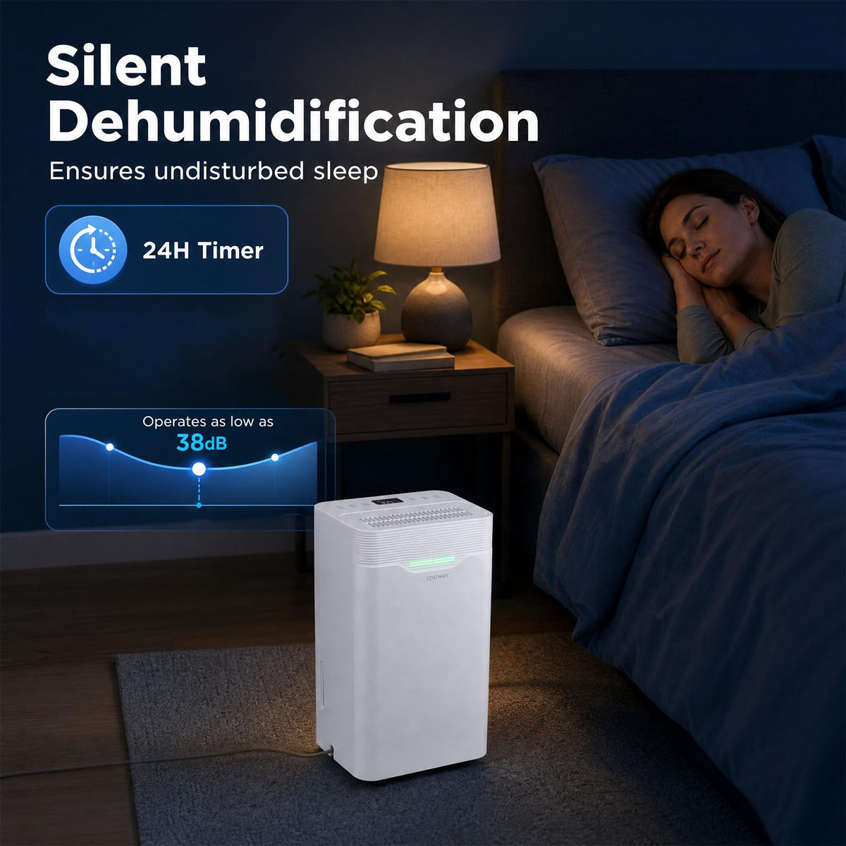 12.5L/Day Dehumidifier, Automatic Humidity Sensor & Display