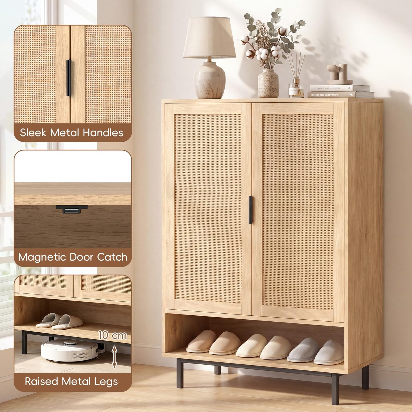 108CM Tall Shoe Cabinet 6-Tier with 2 Doors and Adjustable Shelves