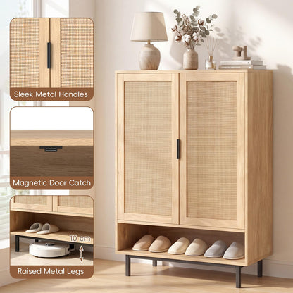 108CM Tall Shoe Cabinet 6-Tier with 2 Doors and Adjustable Shelves
