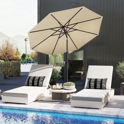 3M  Waterproof Garden Parasol with Tilt & Crank Handle