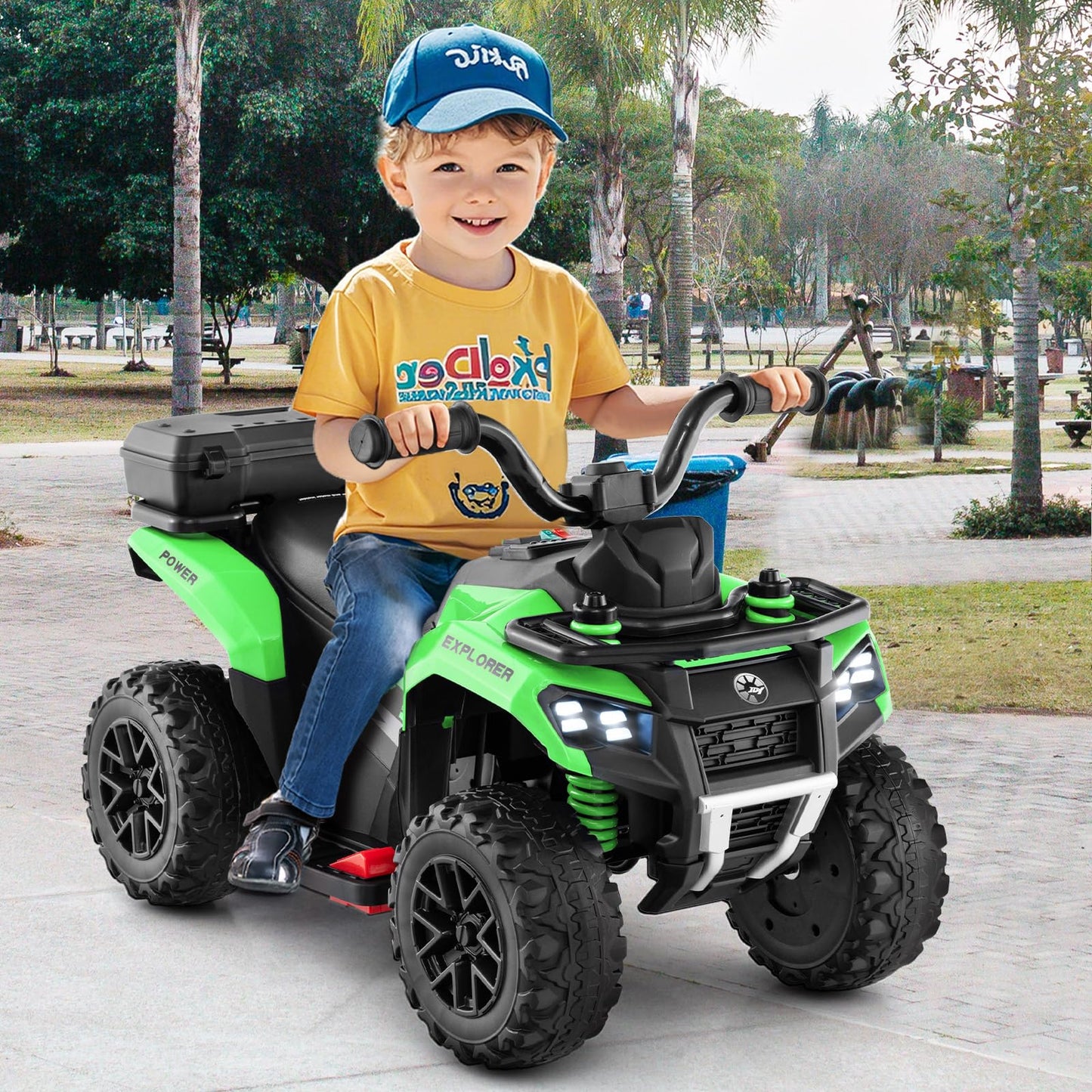 6V Kids Electric Quad Bike with Spray Function and Storage Box