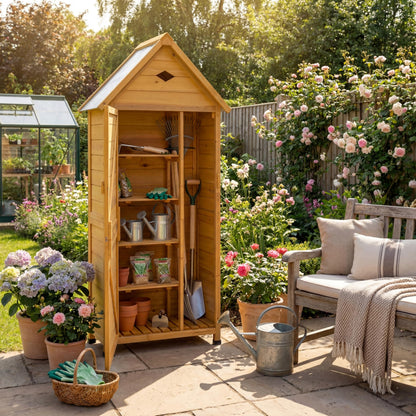 GiantexUK Wooden Garden Shed, Tool Storage Cabinet with 5 Shelves