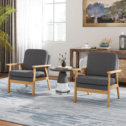 Mid-Century Accent Chair with Solid Wood Frame