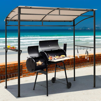 Outdoor Grill Gazebo with Serving Shelf and Storage Hooks