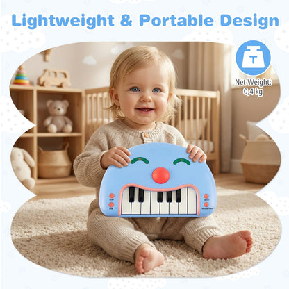 13-Key Kids Piano Keyboard Interactive Toy Digital Piano with Smiling Face