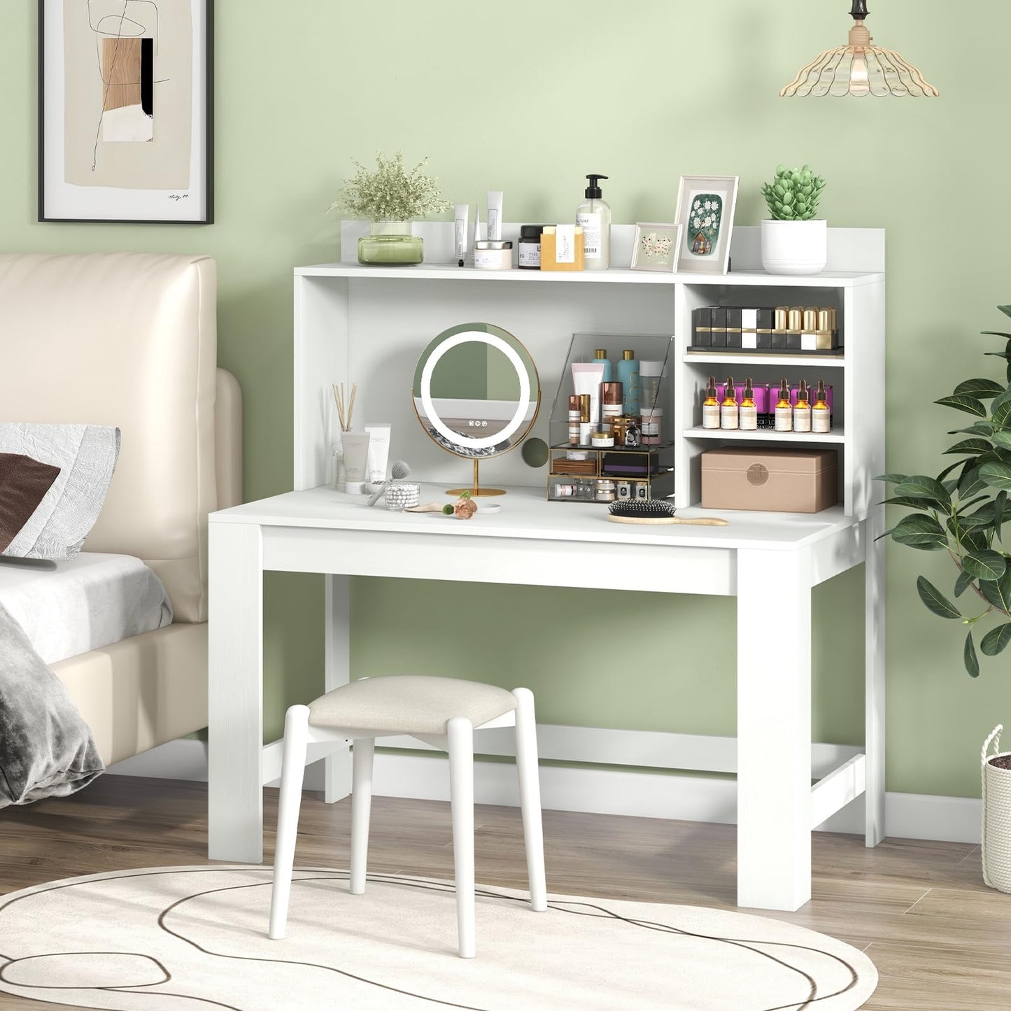 Computer Desk with 3 Storage Shelves and Cable Hole for Study