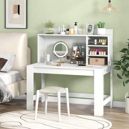 Computer Desk with 3 Storage Shelves and Cable Hole for Study