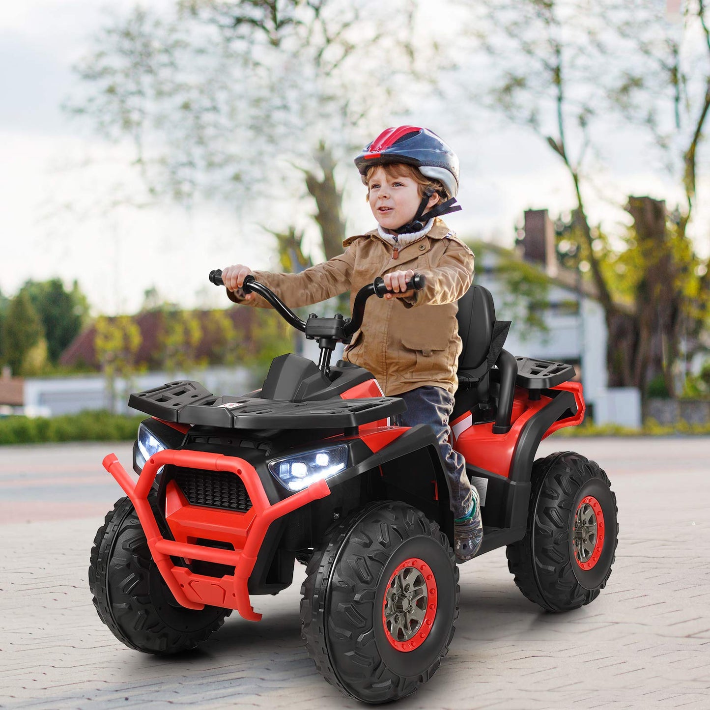 12V Kids Electric Ride on Car Toy with LED Lights, Music and 2 Speeds