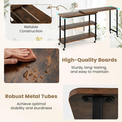 360° Free Rotating Sofa Side Table with Swivel and Sliding Tabletop