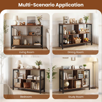 Storage Bookcase, Wooden Freestanding Bookshelf Side Cabinet with Metal Legs