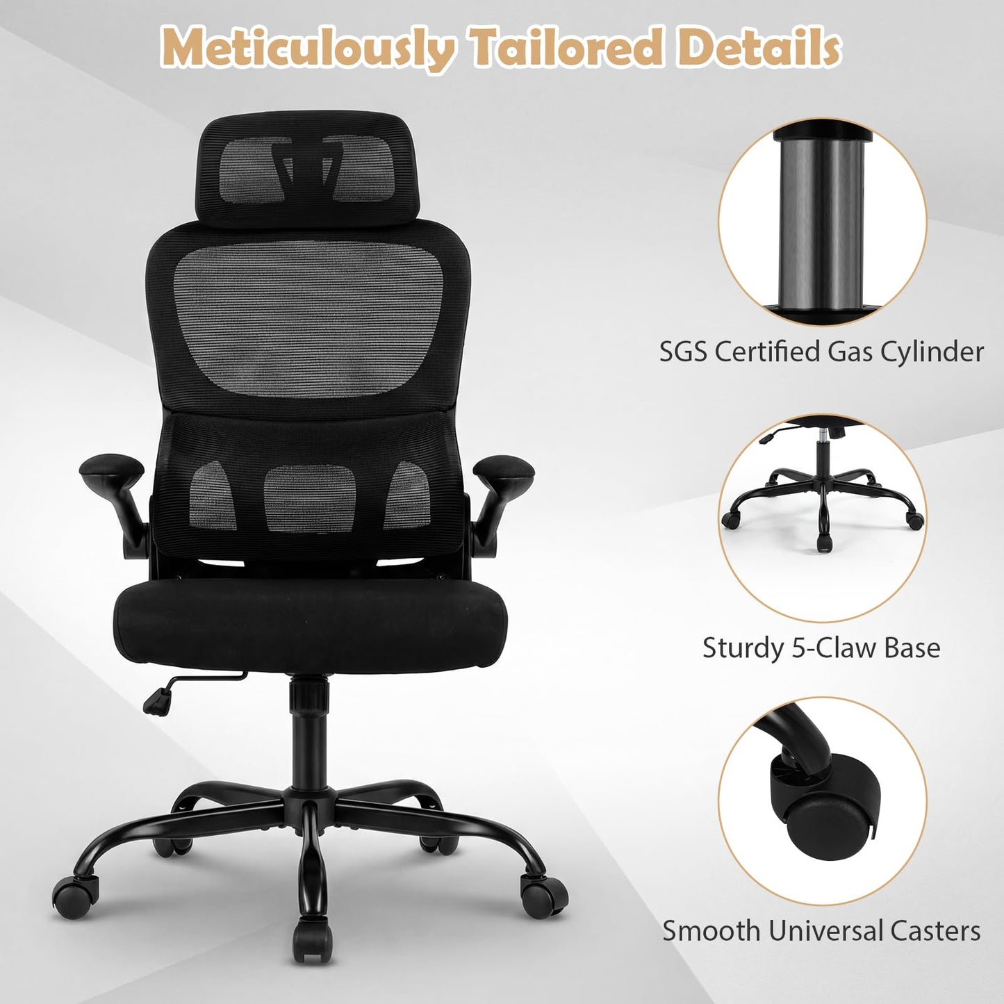 Mesh Office Chair, Ergonomic High Back Swivel Computer Desk Chair