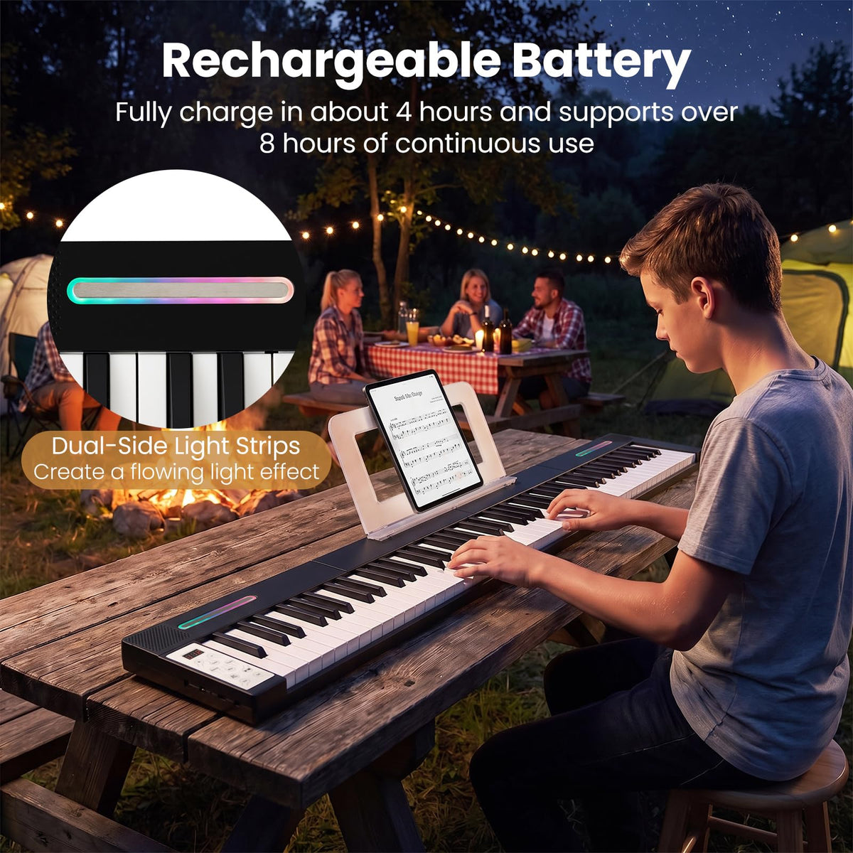 88 Keys Keyboard Piano,Magnetic Digital Piano with Wireless