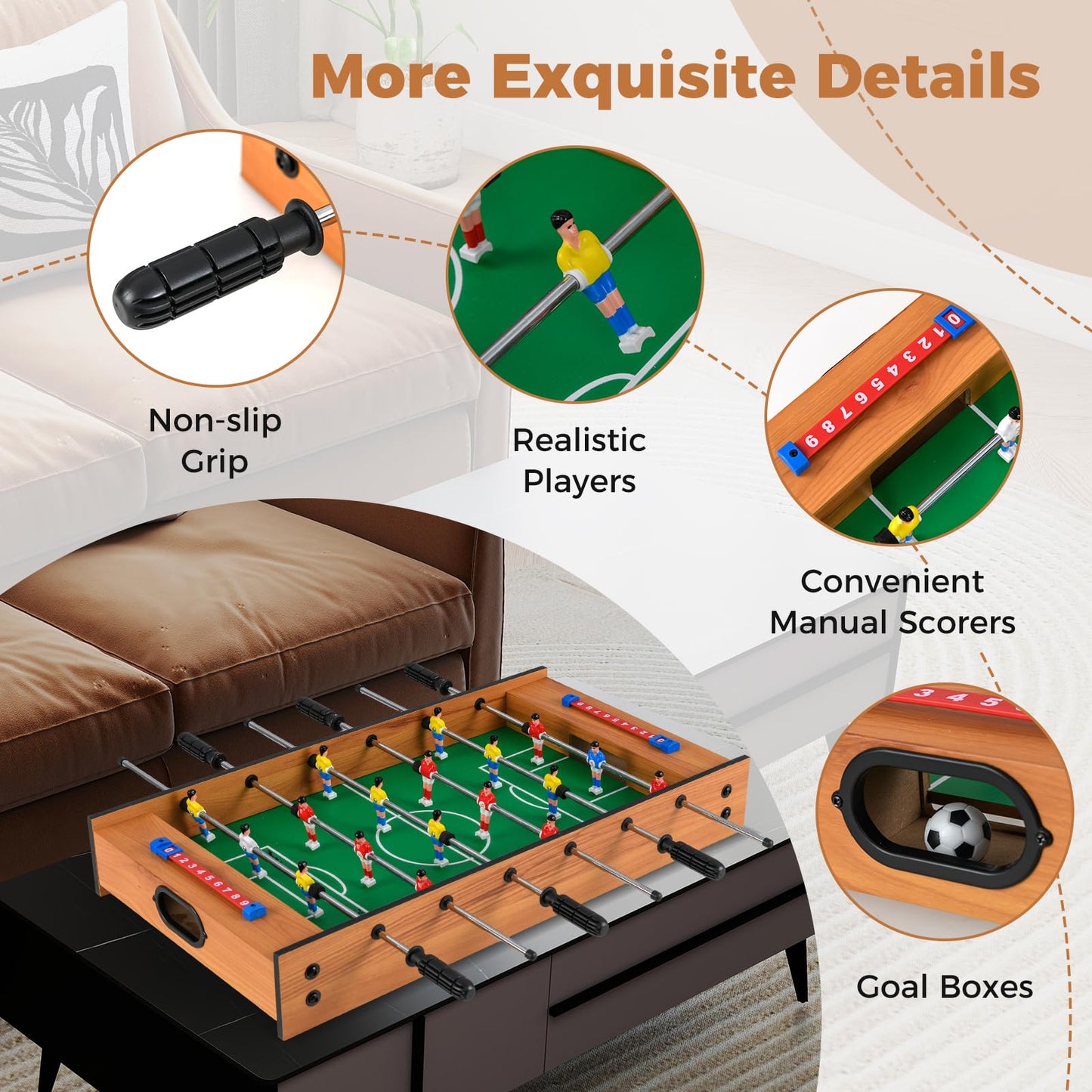 2 In 1 Multi Game Table Compact Tabletop Foosball Table and Hockey Game