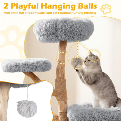 134CM 5-Tier Cat Tree with Woven Cat Condo and Hanging Balls