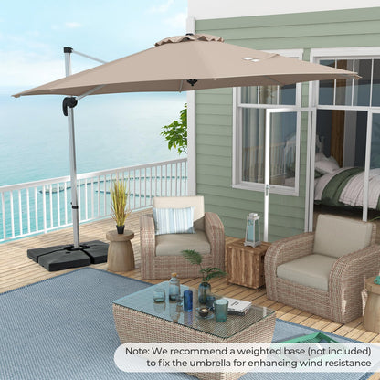 360° Rotation Offset Banana Umbrella with Tilted Design Sun Shade for Patio Market