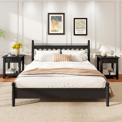 Wooden Nightstand End Sofa Side Table with Drawer and Open Shelf