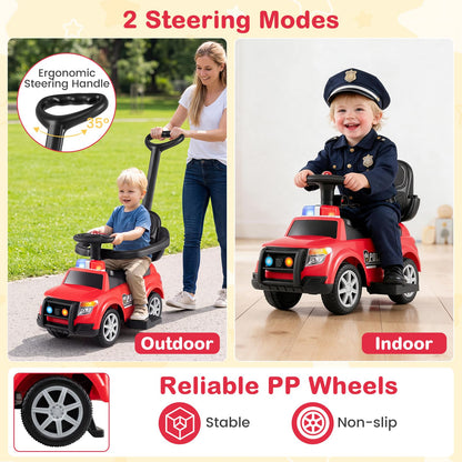 3 in 1 Kids Ride on Push Car, Push Along Car with Light