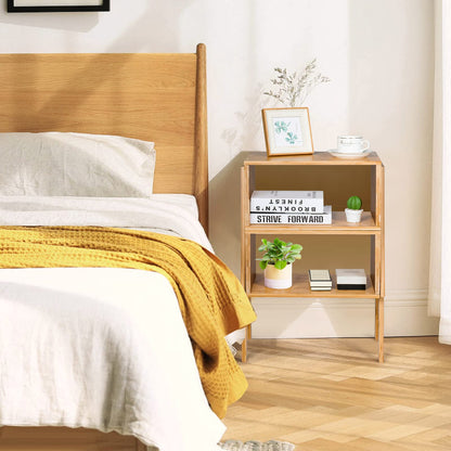 Set of 2 Stackable Bedside Table with Open Storage Compartment