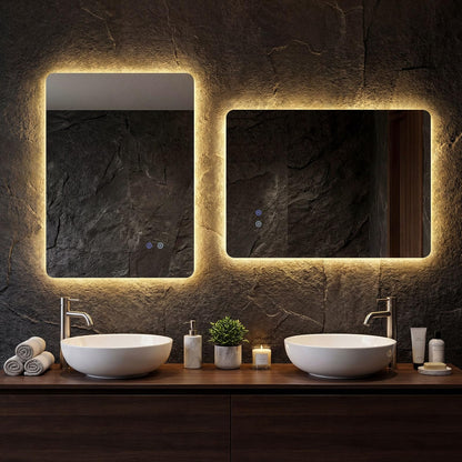 Bathroom Mirror with LED Lights, Anti-Fog Illuminated Wall Mounted Vanity Mirror