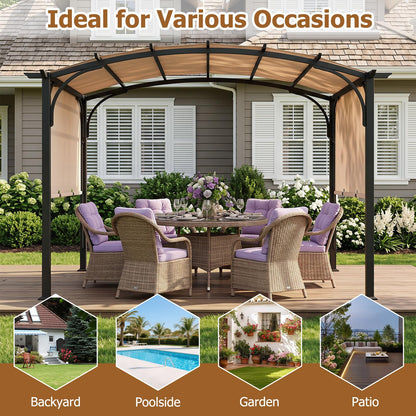 Retractable Pergola, Large Garden Pergola with Sun Shade Canopy, Outdoor Arched Patio Shelter