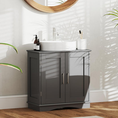 Freestanding Bathroom Floor Cabinet with Double Doors and Adjustable Shelf