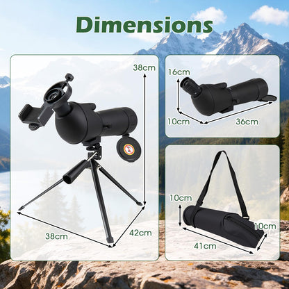 20-60x60 HD Spotting Scope with Tripod and Phone Adapter for Birds