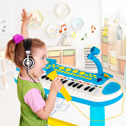 Portable Electronic 31-Key Kids Piano Keyboard Toy with Stool