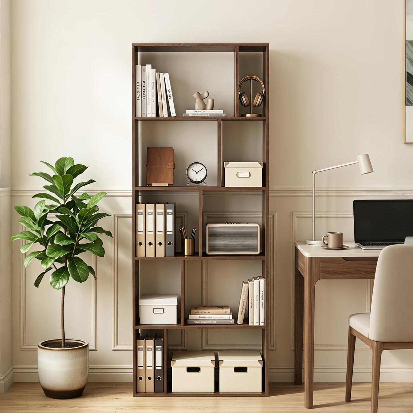 Wooden Bookcase Storage Rack with Anti-Toppling Device